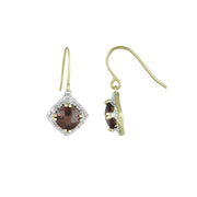 Garnet and Diamond Fashion Dangle Earrings in 10K Yellow Gold - jewelerize.com