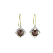 Garnet and Diamond Fashion Dangle Earrings in 10K Yellow Gold - jewelerize.com