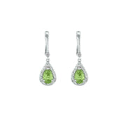 Peridot and Diamond Sterling Silver Earrings - jewelerize.com