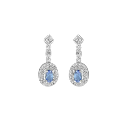 Tanzanite and Diamond Fashion Dangle Earrings in 10K White Gold - jewelerize.com