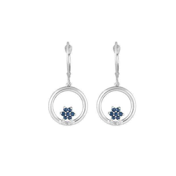 Sapphire and Diamond Dangle Earrings in 10K White Gold - jewelerize.com