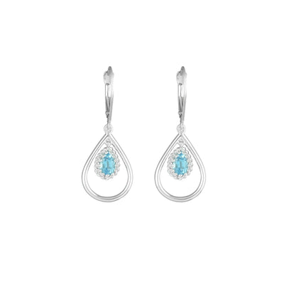 Blue Topaz Fashion Dangle Earrings in 10K White Gold - jewelerize.com