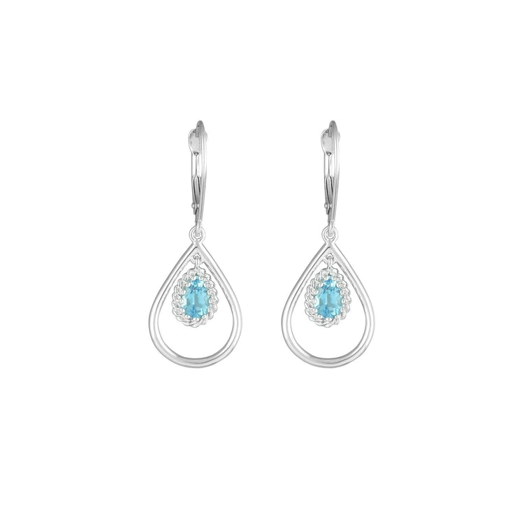 Blue Topaz Fashion Dangle Earrings in 10K White Gold - jewelerize.com