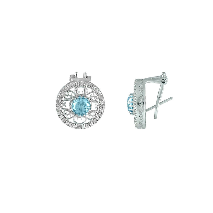 Blue Topaz and Diamond Fashion Sterling Silver Earrings - jewelerize.com