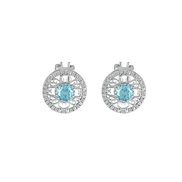 Blue Topaz and Diamond Fashion Sterling Silver Earrings - jewelerize.com