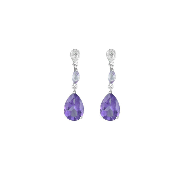 Purple and Pink Amethyst Fashion Drop Earrings in 10K White Gold - jewelerize.com
