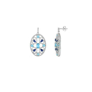 Blue Gemstone Earrings - Blue Topaz & Created Blue Sapphire Earrings - jewelerize.com