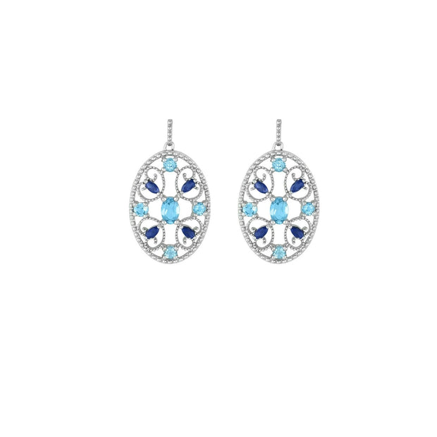 Blue Gemstone Earrings - Blue Topaz & Created Blue Sapphire Earrings - jewelerize.com
