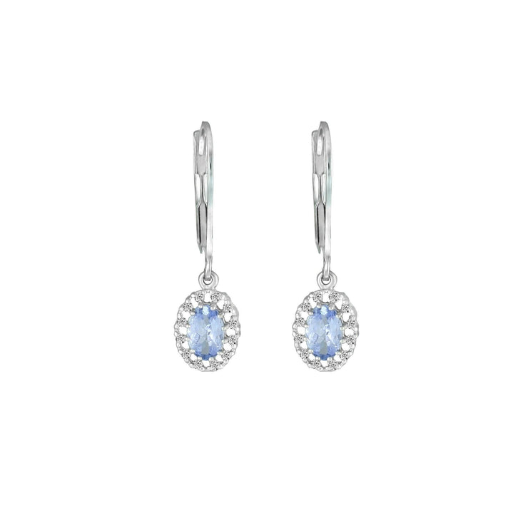 Tanzanite and Diamond Dangle Earrings in 10K White Gold - jewelerize.com