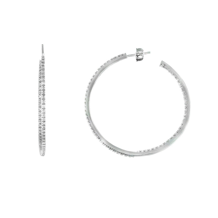 Diamond Hoop Earrings - Fashion Diamond Accent Earrings in Silver - jewelerize.com