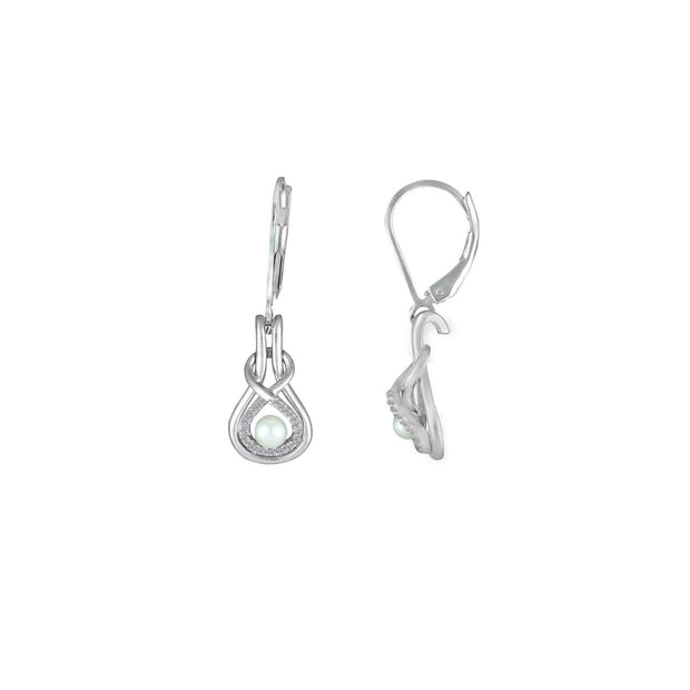 Pearl and Diamond Sterling Silver Earrings - jewelerize.com
