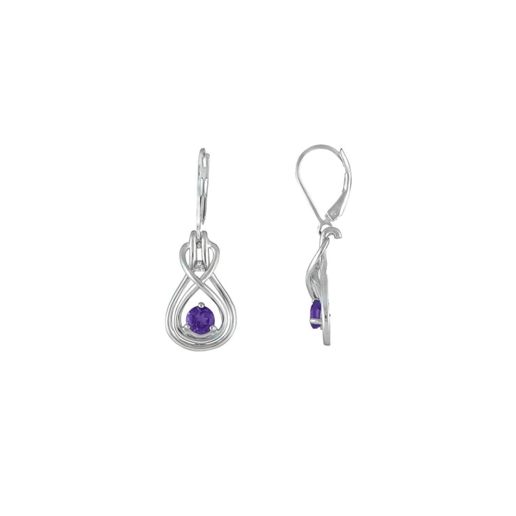 Amethyst Dangle Earrings - Amethyst and Diamond Earrings in Silver - jewelerize.com