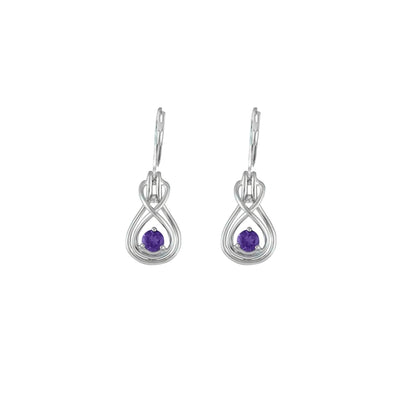 Amethyst Dangle Earrings - Amethyst and Diamond Earrings in Silver - jewelerize.com