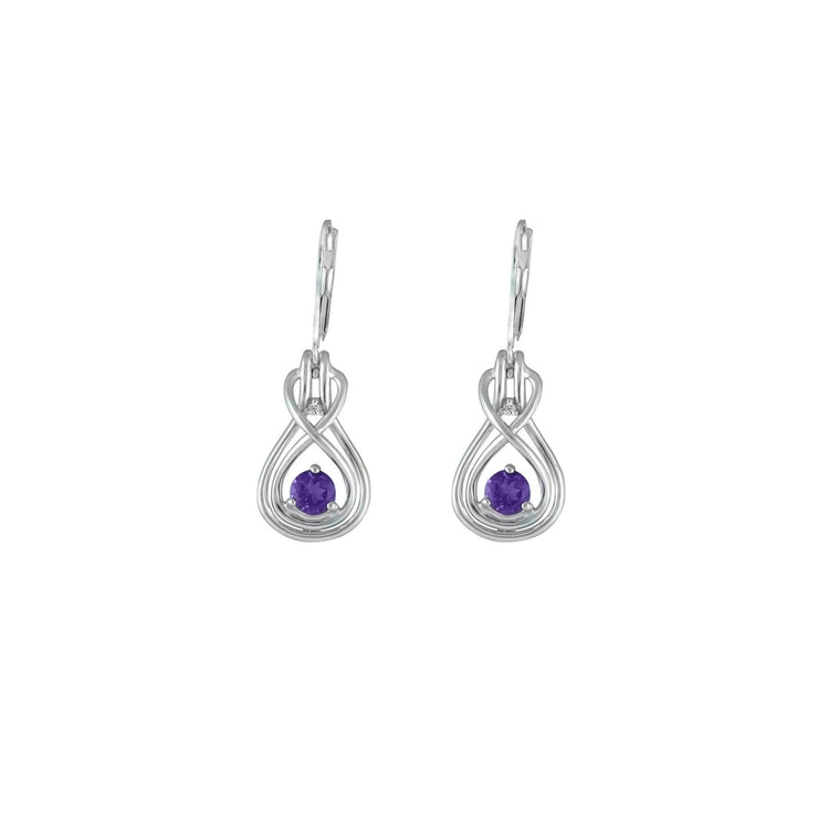 Amethyst Dangle Earrings - Amethyst and Diamond Earrings in Silver - jewelerize.com