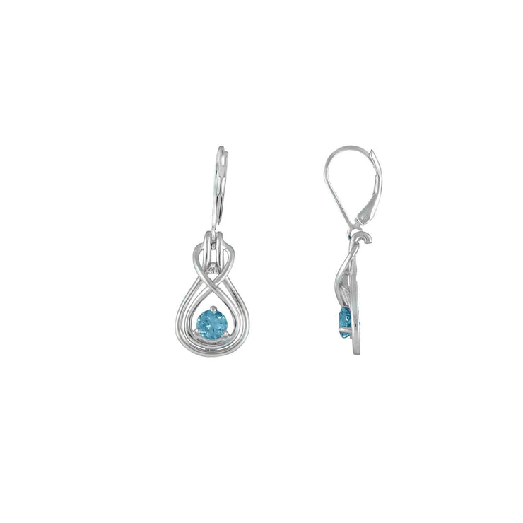 Blue Topaz Dangle Earrings - Blue Topaz and Diamond Earrings in Silver - jewelerize.com