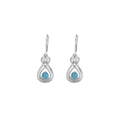 Blue Topaz Dangle Earrings - Blue Topaz and Diamond Earrings in Silver - jewelerize.com