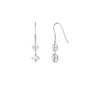 White Topaz and Diamond Dangle Silver Earrings - jewelerize.com