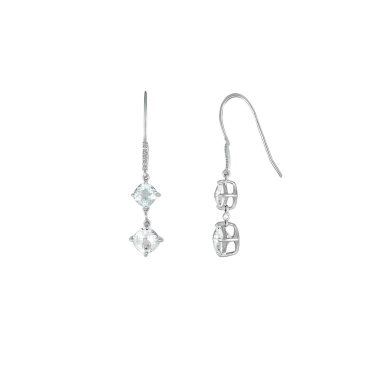 White Topaz and Diamond Dangle Silver Earrings - jewelerize.com