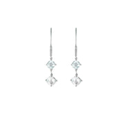 White Topaz and Diamond Dangle Silver Earrings - jewelerize.com