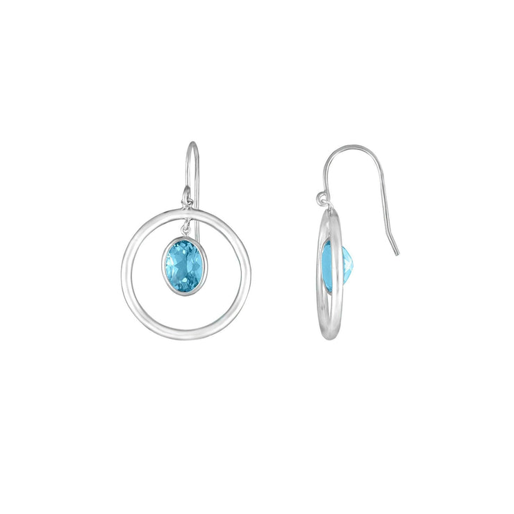 Sterling Silver Blue Topaz Dangle Earrings - jewelerize.com