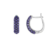 Sterling Silver Amethyst Mini Hoop Earring - jewelerize.com