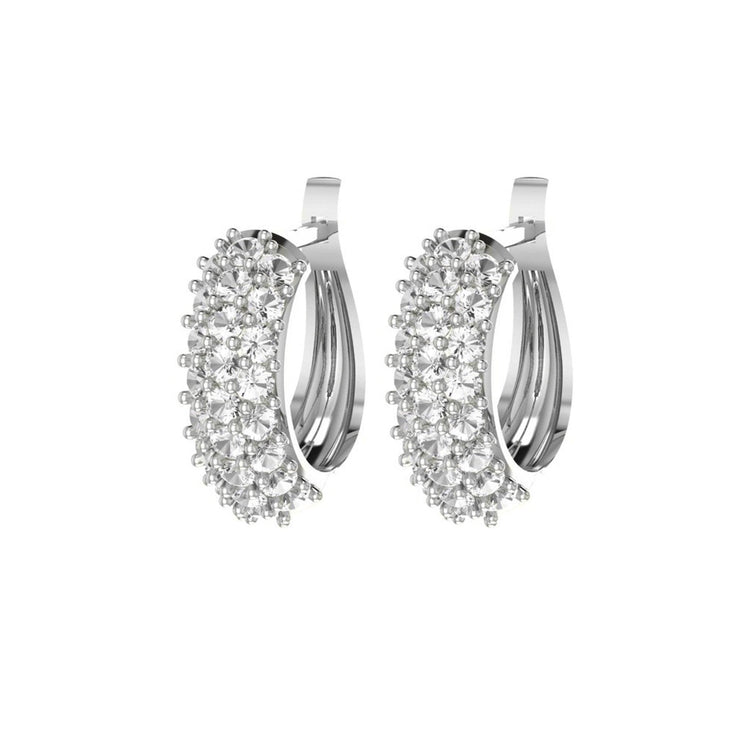 Sterling Silver White Topaz Mini Hoop Earrings - jewelerize.com
