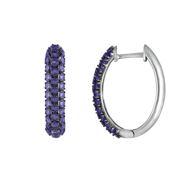 Sterling Silver Amethyst Hoop Earrings - jewelerize.com