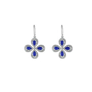 Sterling Silver Created Sapphire Diamond Earrings - jewelerize.com