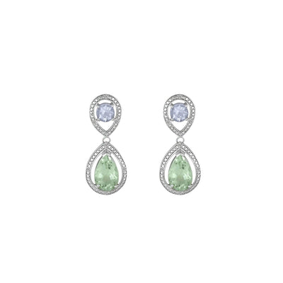 Green and Pink Amethyst Sterling Silver Earrings - jewelerize.com