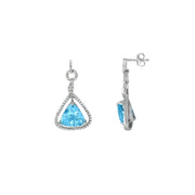 Blue Topaz and Diamond Earrings in Sterling Silver - jewelerize.com