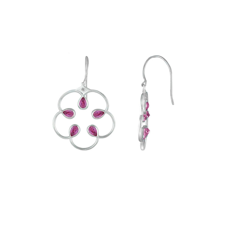 Created Pink Sapphire Fashion Earrings in Sterling Silver - jewelerize.com