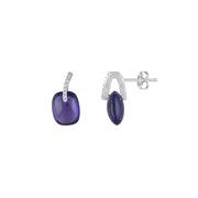Amethyst and Diamond Fashion Earrings in 10K White Gold - jewelerize.com