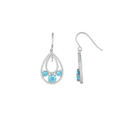 Blue Topaz and Created White Sapphire Dangle Earrings - jewelerize.com