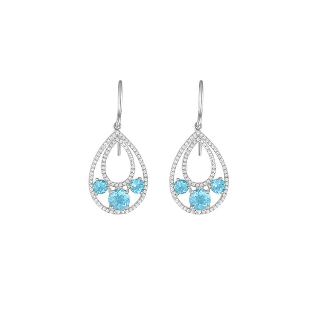 Blue Topaz and Created White Sapphire Dangle Earrings - jewelerize.com