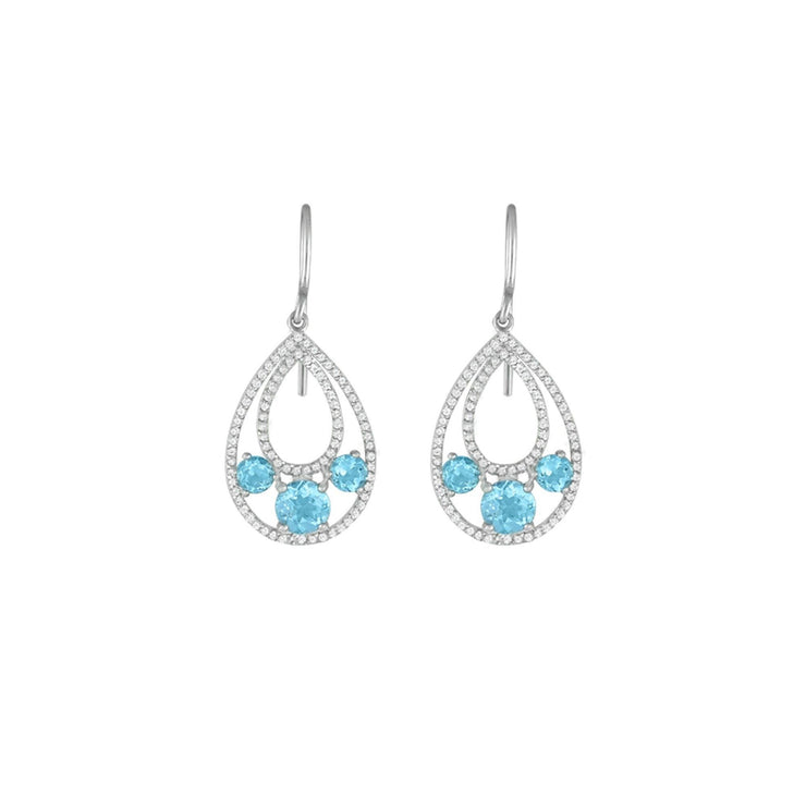 Blue Topaz and Created White Sapphire Dangle Earrings - jewelerize.com