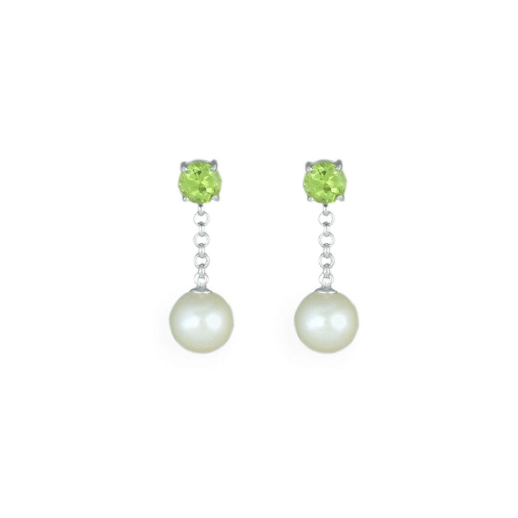 Pearl and Peridot Drop Earrings in Sterling Silver - jewelerize.com