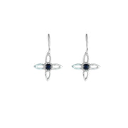 Created Blue Sapphire and Diamond Cross Earrings - jewelerize.com