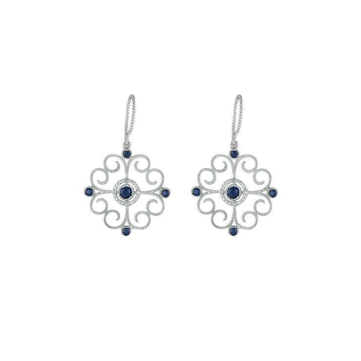 Blue Sapphire and Diamond Accent Earrings in Silver - jewelerize.com