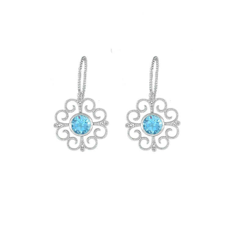 Blue Topaz and Diamond Accent Fashion Earrings in Silver - jewelerize.com
