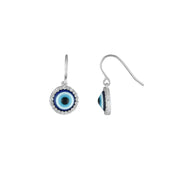 Cubic Zirconia and Enamel Evil Eye Earrings in Silver - jewelerize.com