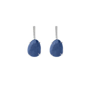 Rough Cut Organic Sapphire and Diamond Earrings in Silver - jewelerize.com