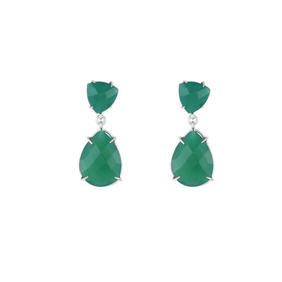 Green Onyx Fashion Earrings in Sterling Silver - jewelerize.com