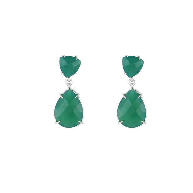 Green Onyx Fashion Earrings in Sterling Silver - jewelerize.com