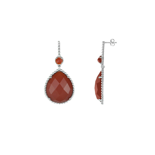 Red Carnelian Dangle Fashion Earrings In Sterling Silver - jewelerize.com