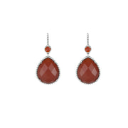 Red Carnelian Dangle Fashion Earrings In Sterling Silver - jewelerize.com