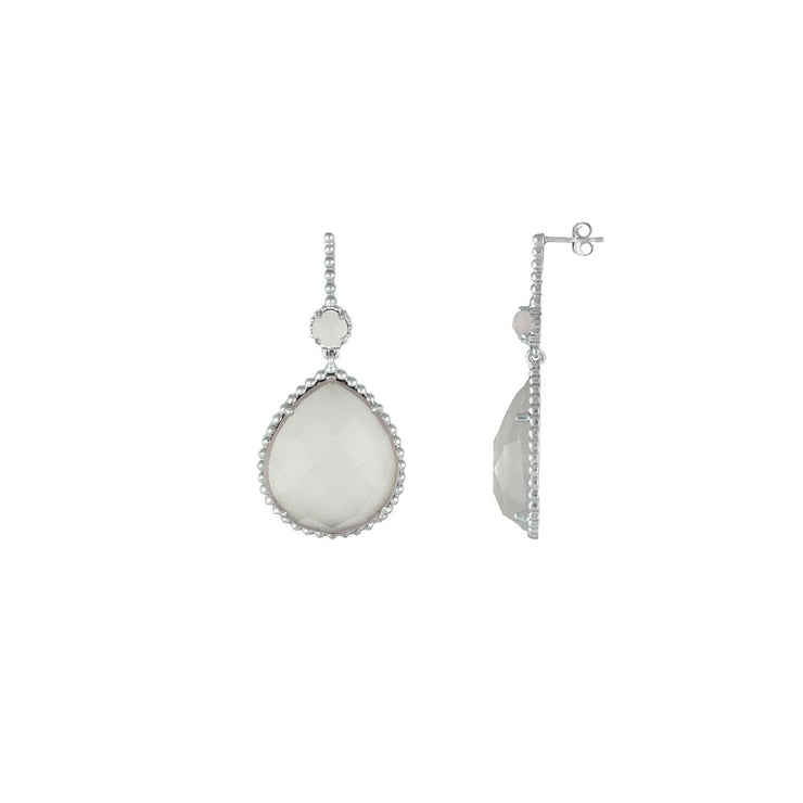 Rose Quartz Dangle Fashion Earrings In Sterling Silver - jewelerize.com