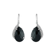 Black Onyx and Diamond Fashion Earrings In Silver - jewelerize.com