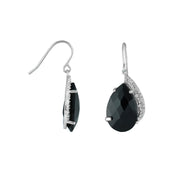 Black Onyx and Diamond Fashion Earrings In Silver - jewelerize.com