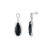 Black Onyx and Created White Sapphire Earrings in Silver - jewelerize.com