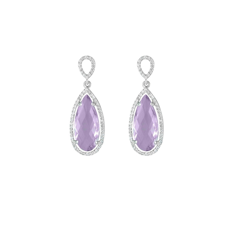 Pink Amethyst and Created White Sapphire Earrings in Silver - jewelerize.com